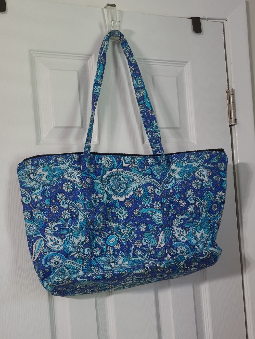 Blue Paisley Quilted Tote Bag